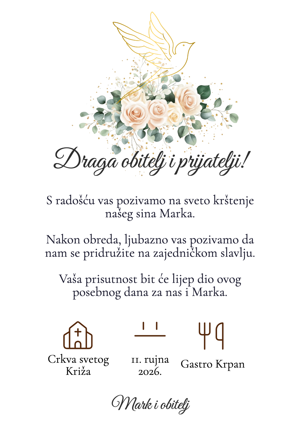 Osobna pozivnica s fotografijom — hrbtna stran