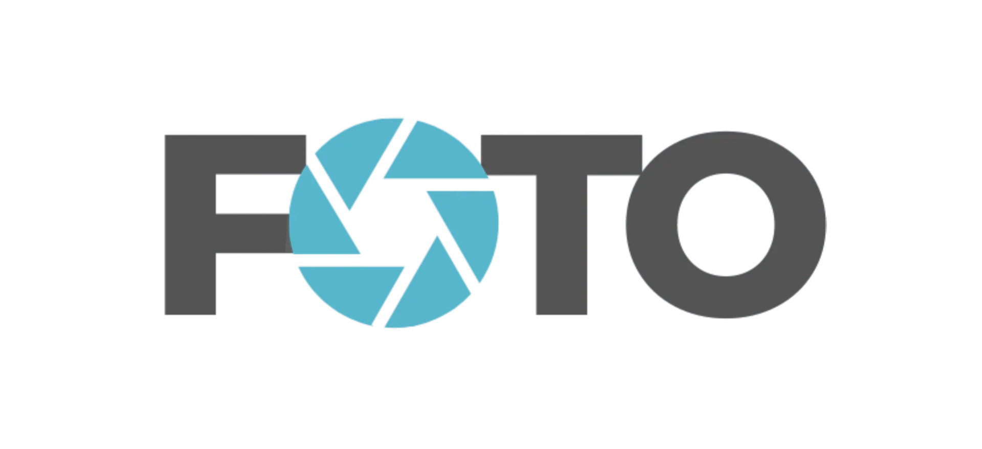 Logotip FOTO s turkiznim fotografskim simbolom na prozornem ozadju